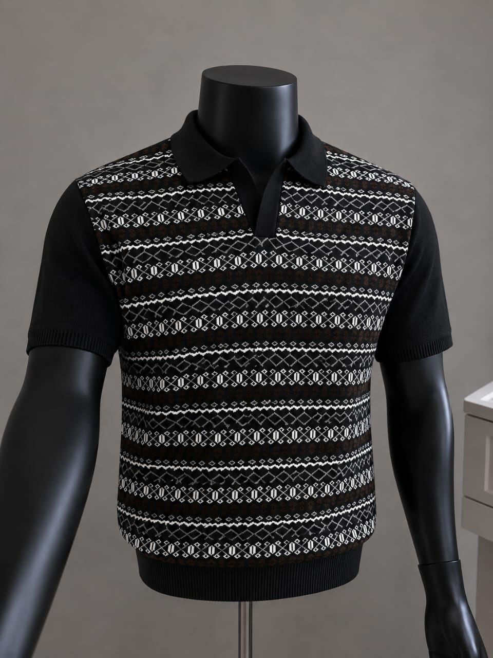 Noir Fairisle Contrast Polo