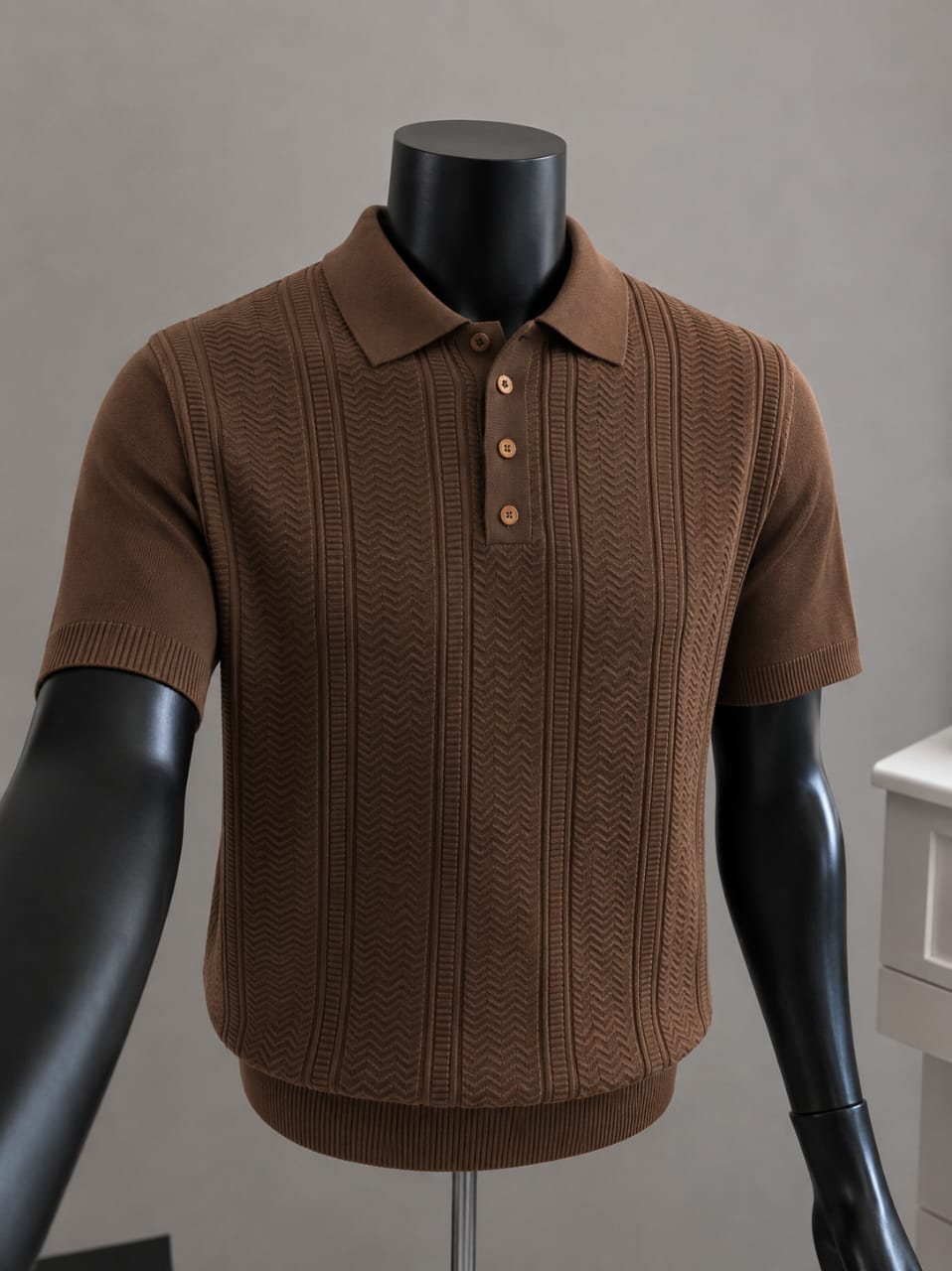 Mocha Cable Henley Polo