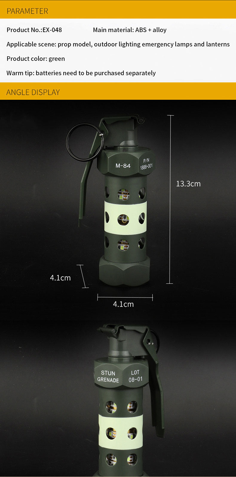 Outdoorcampingledlighttacticalm84grenadedummysurvivalstrobelampimitationmodelcos...