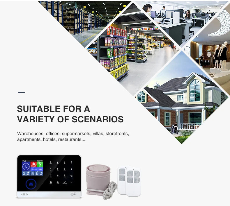 Touch Penal Wireless WIFI GSM Alarm System Fire Smoke Alarm Sensor