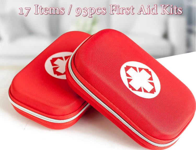 17 Items/93pcs Portable Travel First Aid Kits For Home Outdoor Sports Emergency Kit Emergency Medical EVA Bag Emergency Blanket