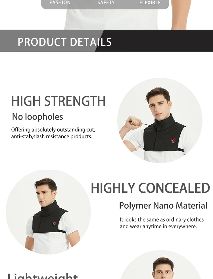 Cut& Slash Resistant High Collar Neck Guard Chest Protector Anti-stab Self-defense Body Safety