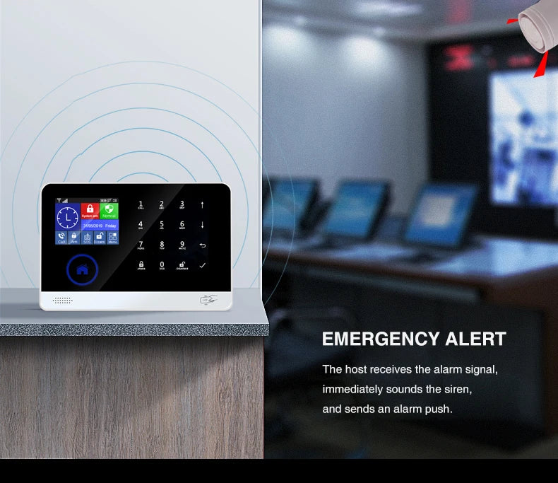 Touch Penal Wireless WIFI GSM Alarm System Fire Smoke Alarm Sensor