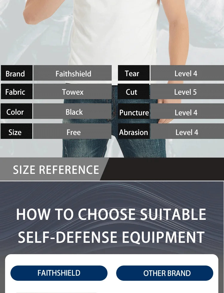 Cut& Slash Resistant High Collar Neck Guard Chest Protector Anti-stab Self-defense Body Safety