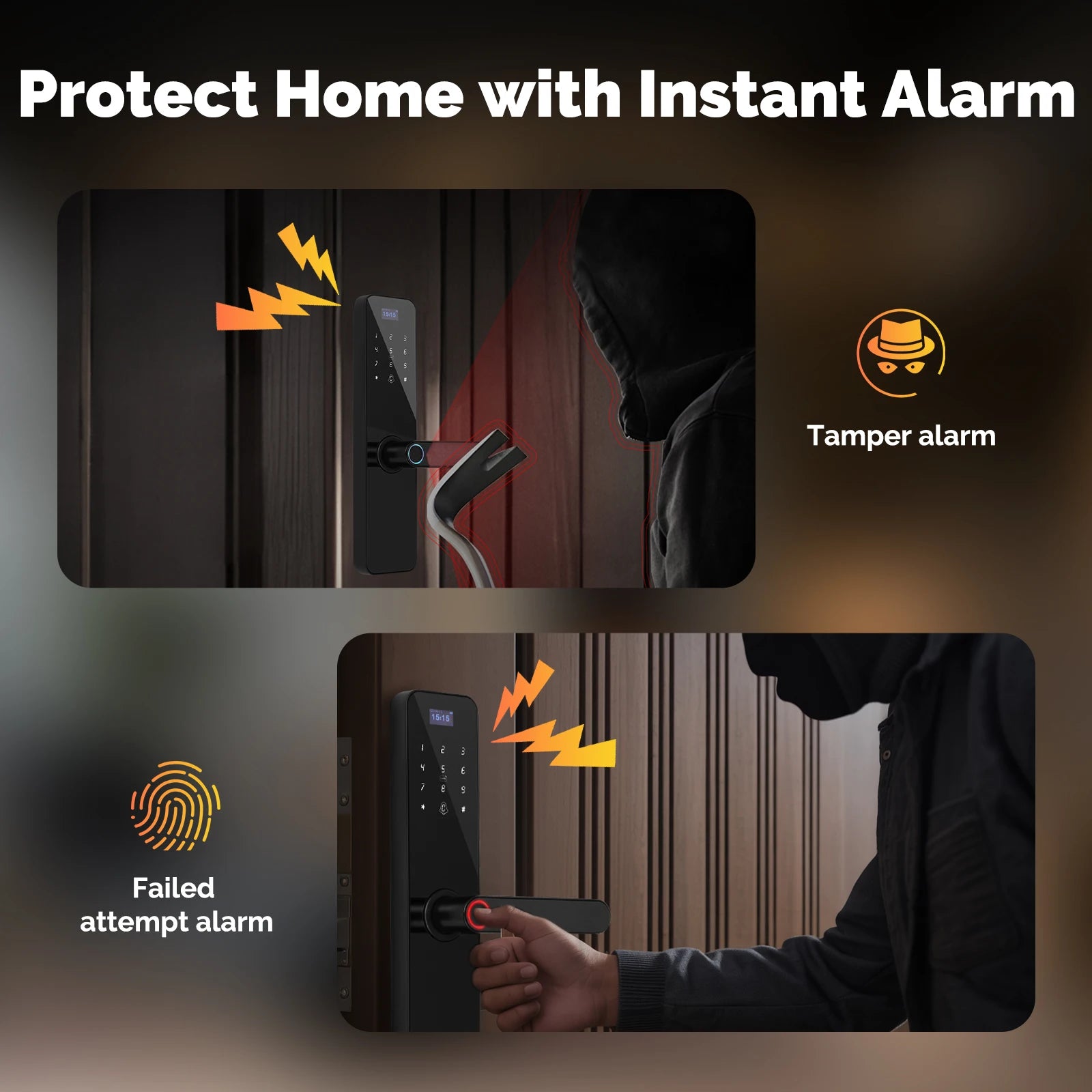 Smart Bluetooth Door Lock – Fingerprint, PIN, Card & App Unlock | Tuya