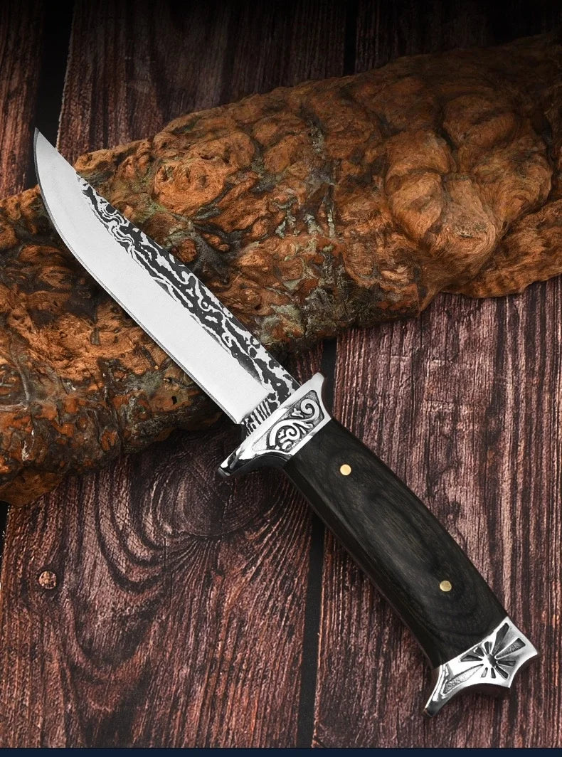 5CR Forged Outdoor Knife – Solid Wood Handle, Meat Cleaver