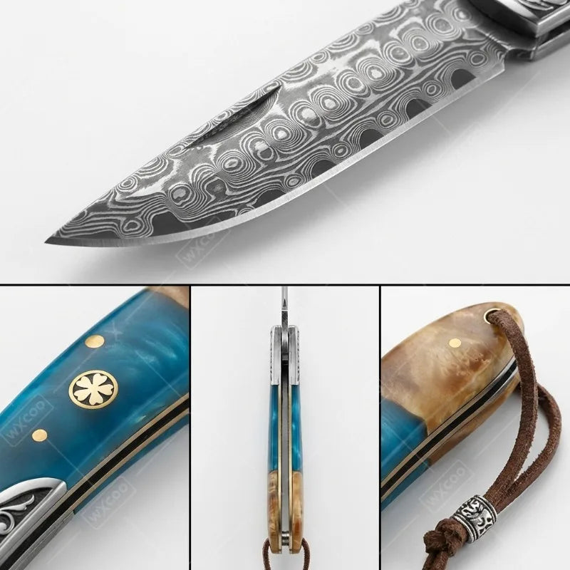 WXCOO Damascus Boning Knife Folding Fruit Cutting Knife Chef's Knife Cleaver Meat Knife Slicing Fish Home Kitchen Tools