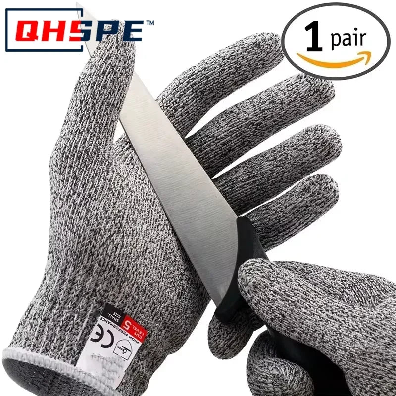 Level 5 HPPE Anti-Cut Gloves – Stainless Steel Wire, CE Certified, Washable