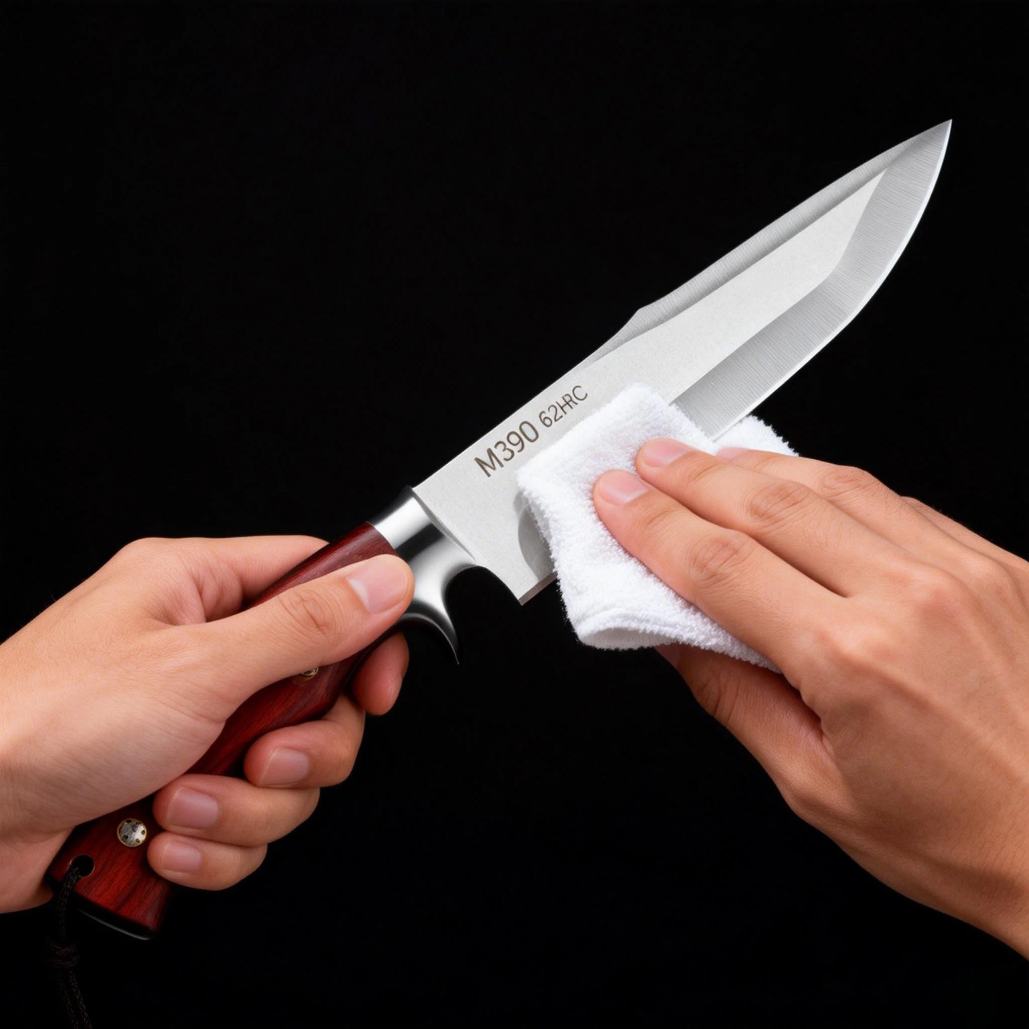 One high-end kitchen knife - a Japanese stainless steel chef's knife with a knife sheath and a wooden handle for slicing meat.