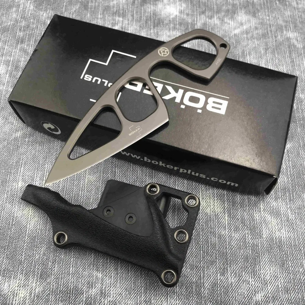 440C Steel Pocket EDC Knife – ABS Sheath, Compact Fixed Blade