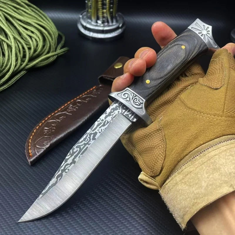 5CR Forged Outdoor Knife – Solid Wood Handle, Meat Cleaver