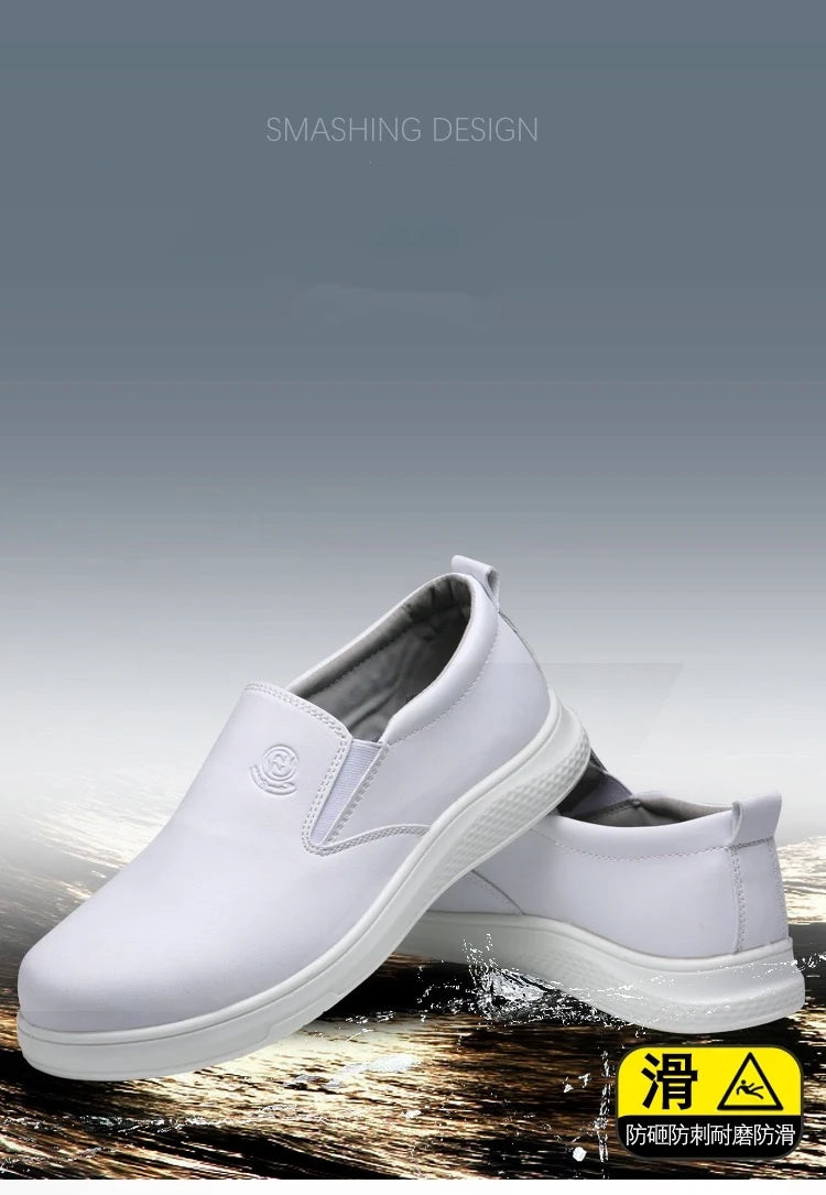Lightweight and comfortable PU sole, anti-static and breathable white work shoes, anti smashing and anti piercing safety shoes
