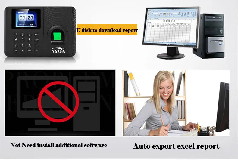 5YOA A10 A01 Biometric Fingerprint Time Attendance Clock Recorder Employee Recognition Device Electronic