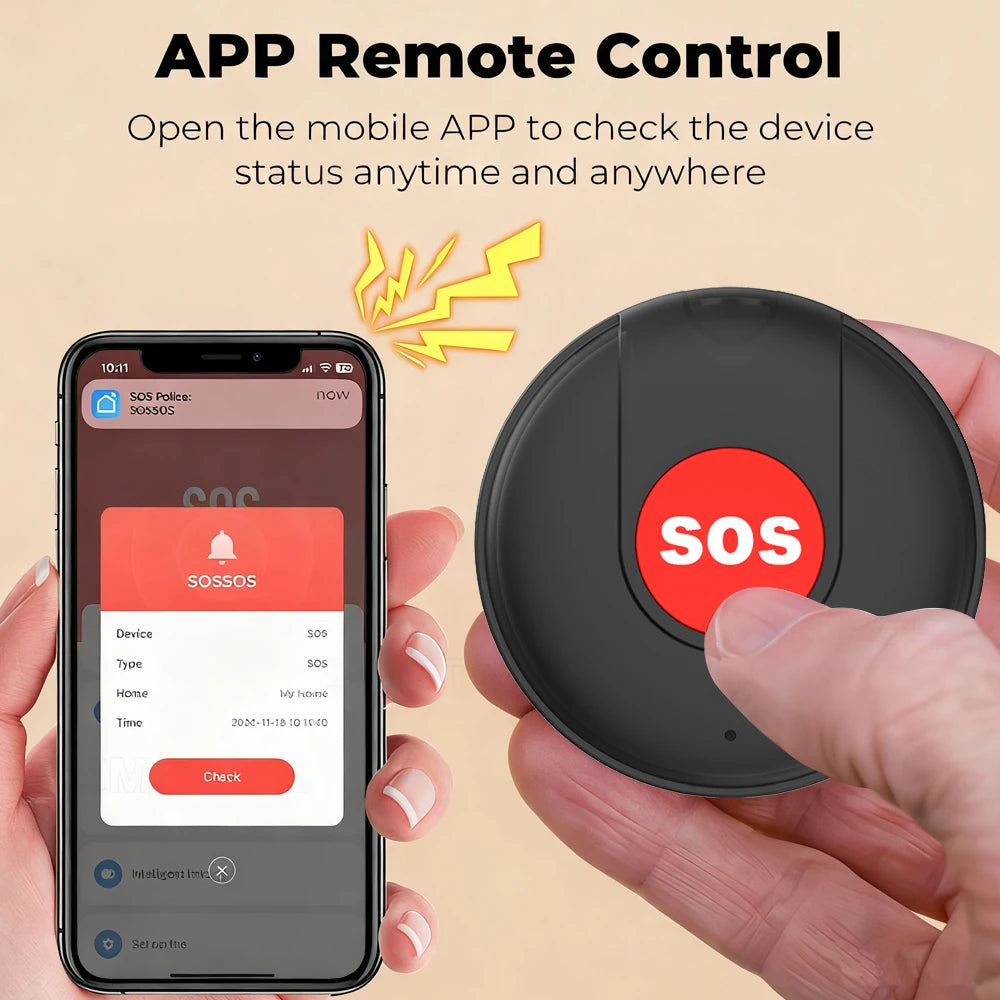 Wifisosbuttononekeyemergencywirelesssecurityalarmpanicdeviceforelderlykidshomesa...