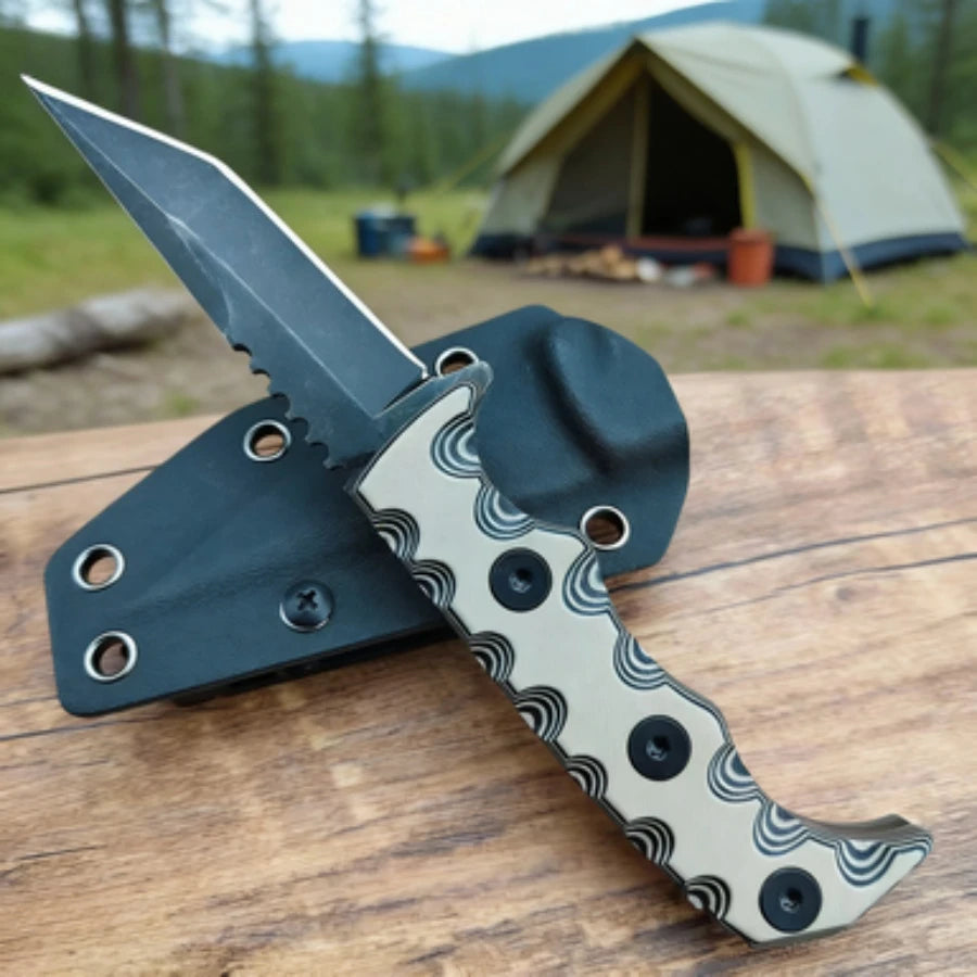 7Cr13MoV Rescue Survival Knife – G10 Handle, Fixed Blade with Sheath