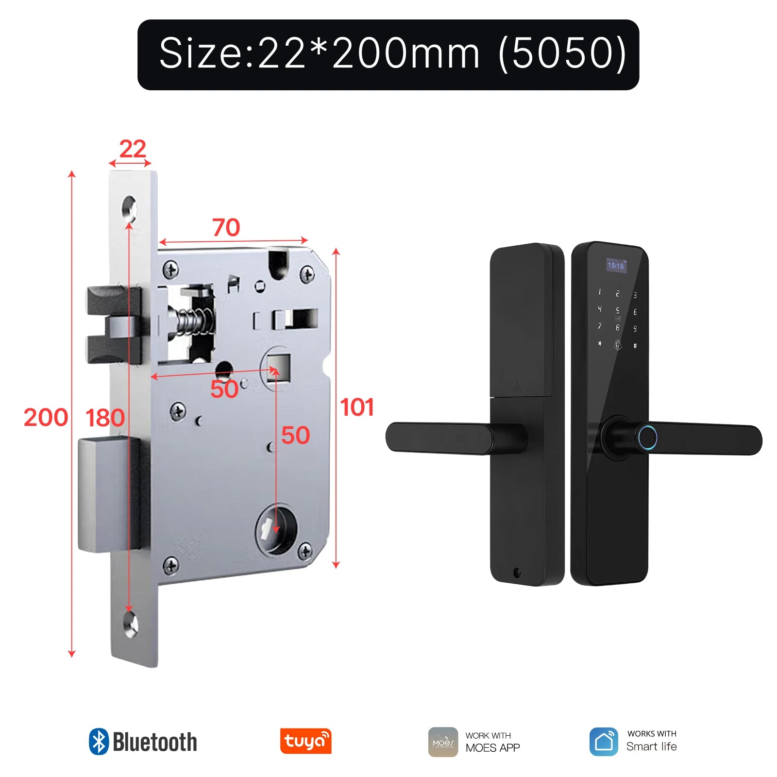 Smart Bluetooth Door Lock – Fingerprint, PIN, Card & App Unlock | Tuya