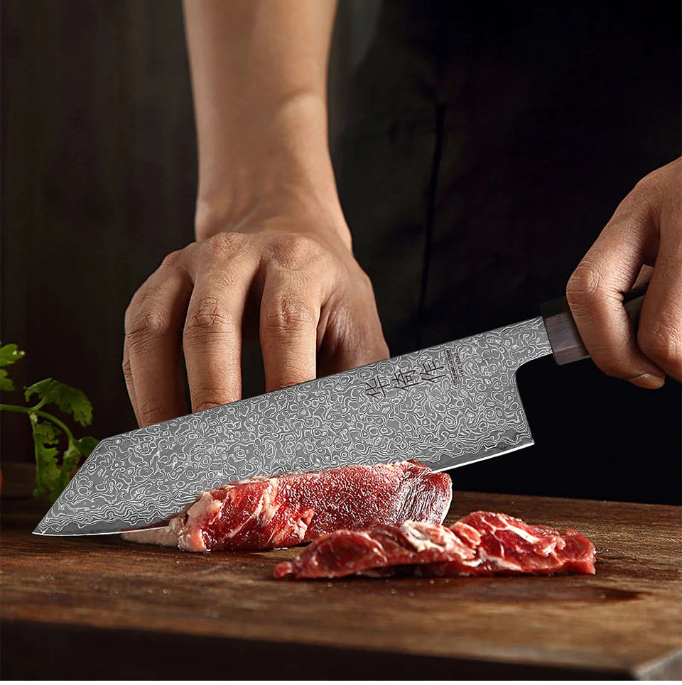 7-inch Japanese Kiritsuke Knife Damascus Steel Kitchen Sharp Cutting Meat Vegetable Cleaver Handmade Professional Chef Knives