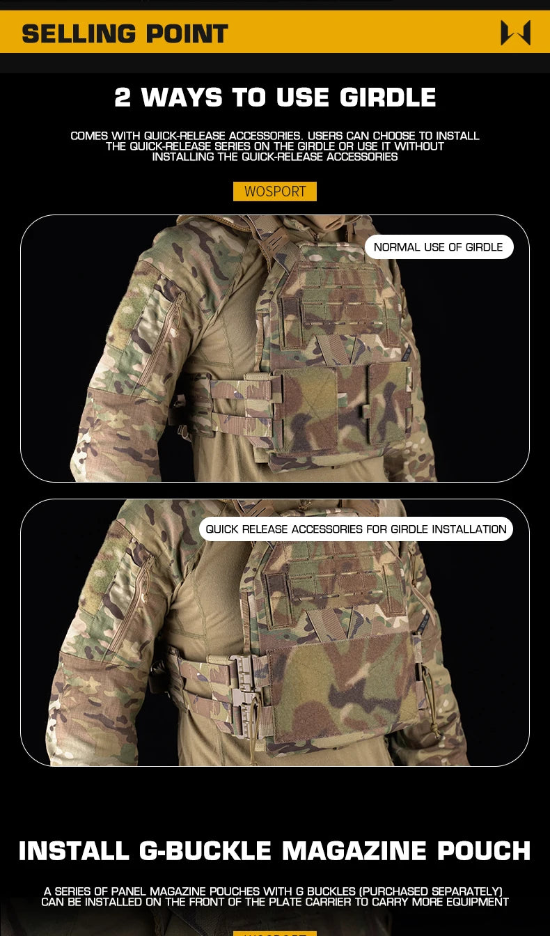 Tacticalplatecarrierhuntingk-zerostyklecomfortlightweightutilitymollek-zbodyvest...