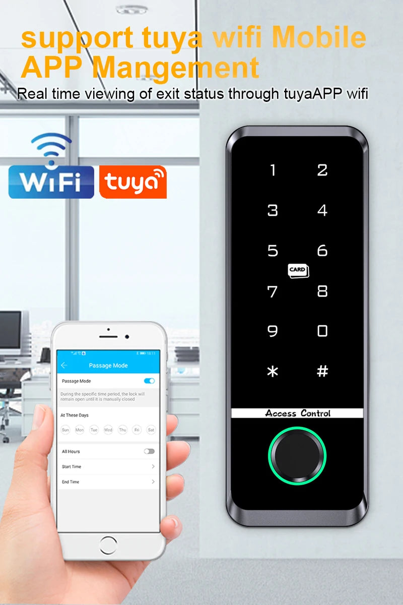 Tuya Fingerprint RFID Access Control System Smart Door Lock Electronic Gate Opener Home Digit Keypad Electric Magnetic Biometric