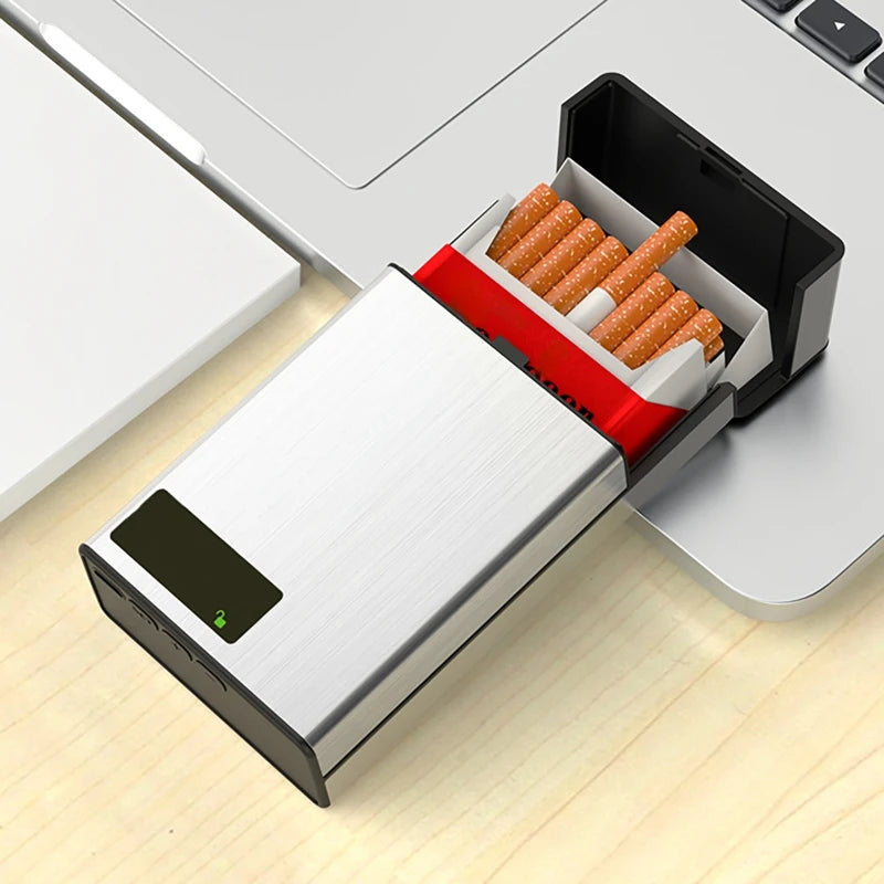 Creativemetaltimelockboxforcigaretteusbself-disciplinesmarttobaccocasewithleddis...