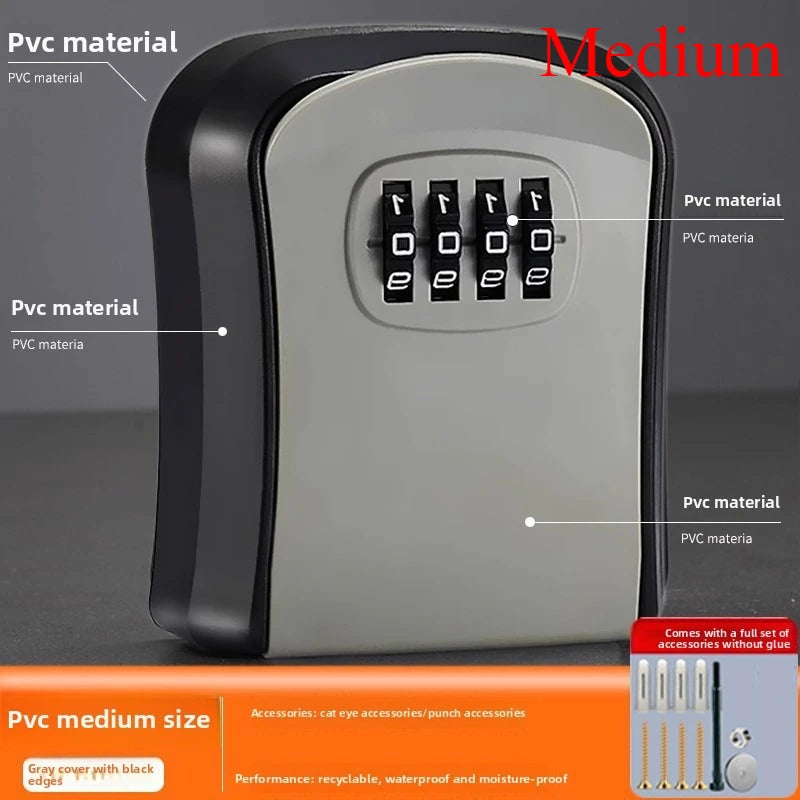 Key Keeper Combination Lock Wall Mounted Waterproof 4 Digits Passwords 5 Keys Storage Box Easy to Fix Home Or Office safe box