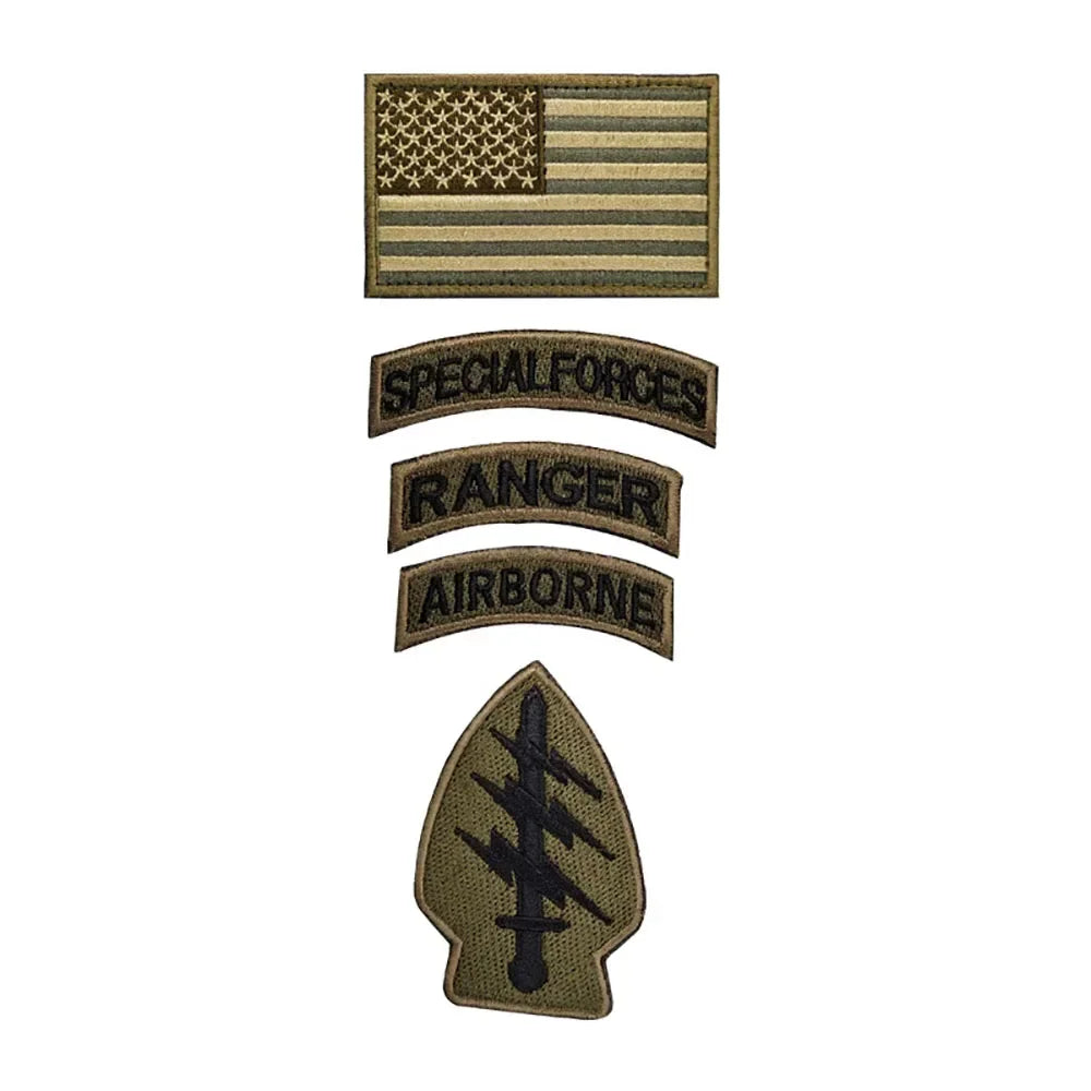 Setspecialforcesmoralebadgeembroideryhooklooppatchusflagrangertabmilitaryemblemf...