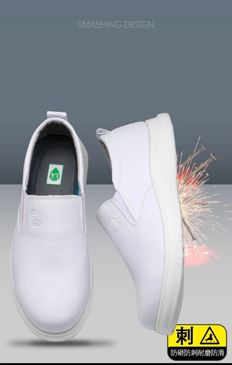 Lightweight and comfortable PU sole, anti-static and breathable white work shoes, anti smashing and anti piercing safety shoes