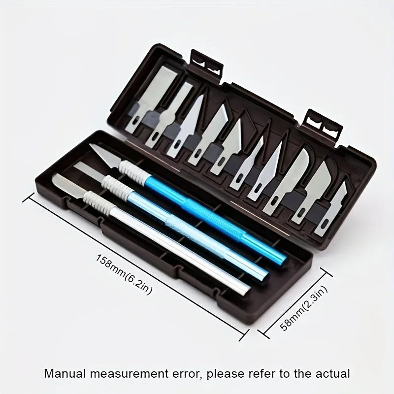 13 ultra durable aluminum alloy carving knives - sharp precision blades for Paper Cuttings, film applications and DIY crafts