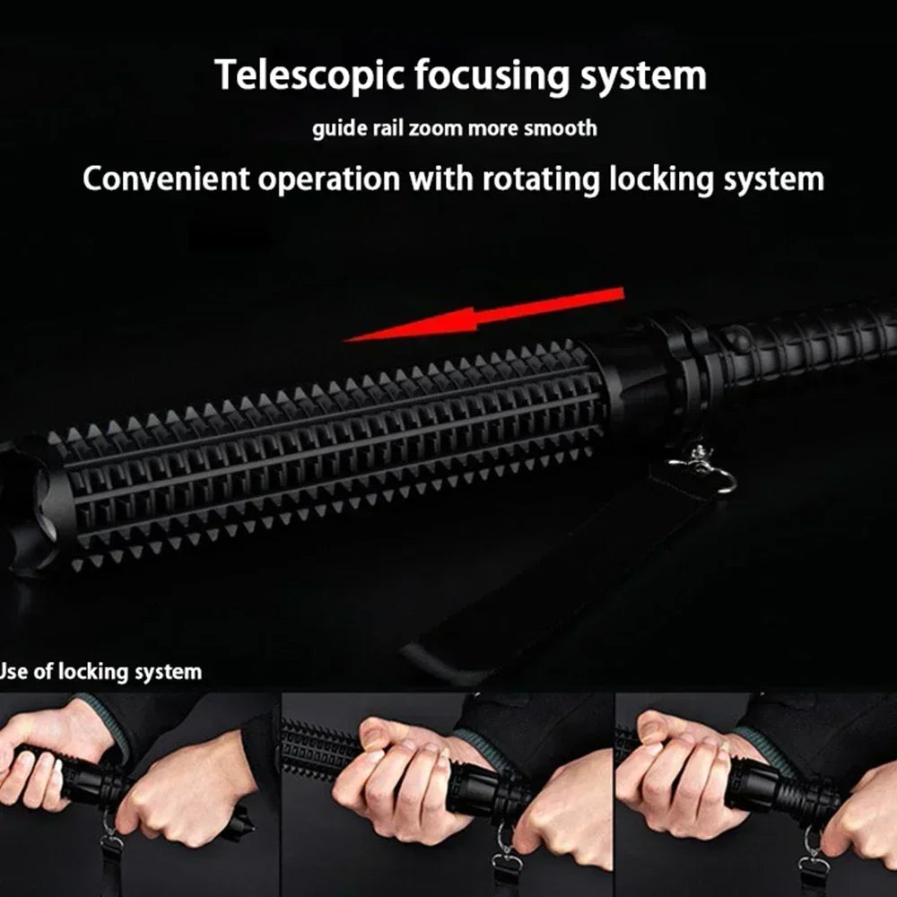 Wolf Tooth Telescopic Self-Defense Flashlight – USB Rechargeable, Glass Breaker