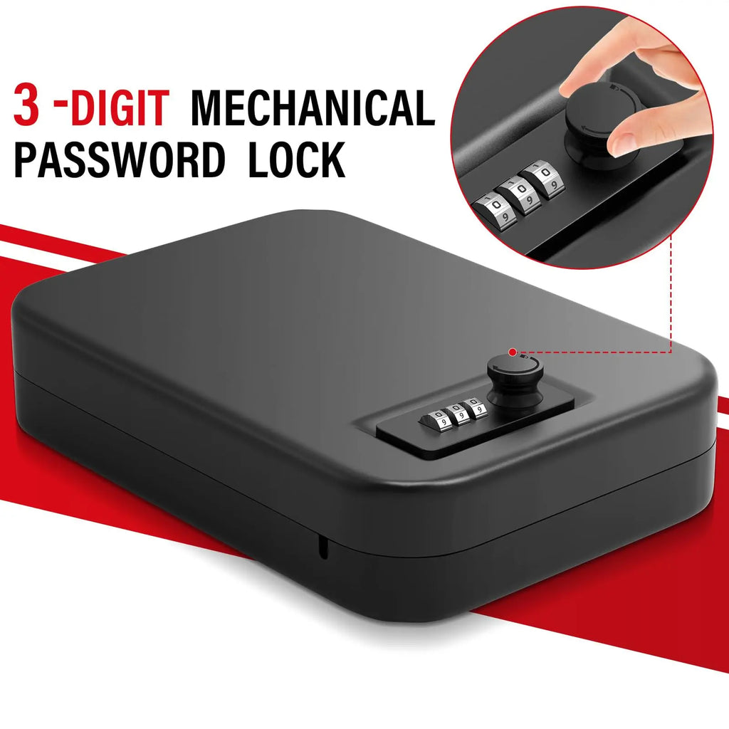 Gun Safe Box Portable Small Travel Pistol Safe Solid Steel Handgun Lock Box for Car Gun Safes for Home Medication Nightstand