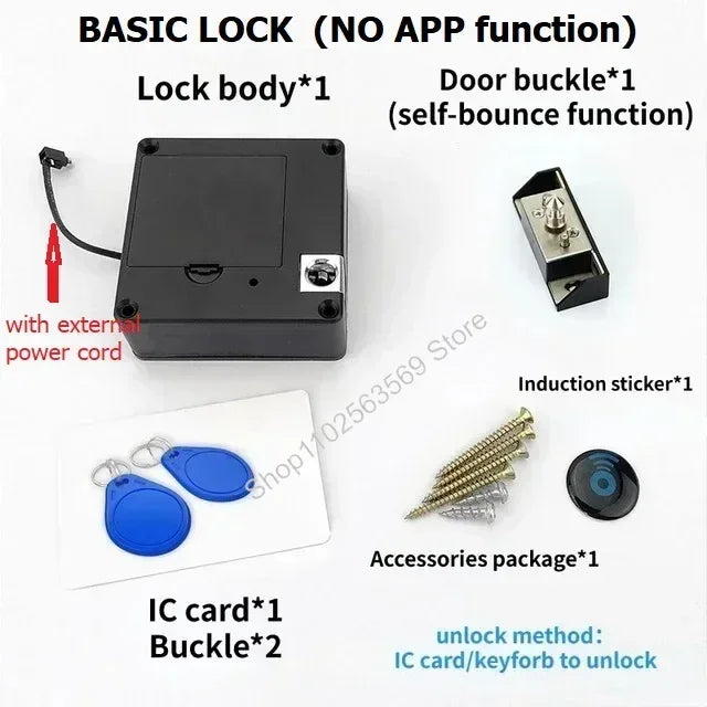 Smart Wood Door Lock Keyless Invisible Electronic Lock IC Card NFC TTlock App Unlock Cabinet Locker Furniture Drawer Smart Locks