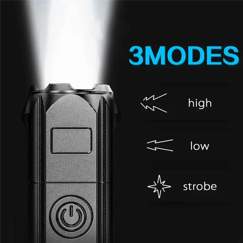 EDC USB Rechargeable Tactical Flashlight – 300m Range, 3-Mode Self-Defense Torch