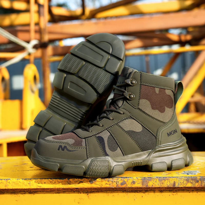 Camouflage Steel Toe Cap Non Slip Industrial Shoes Men and Women Safety Shoes Anti-Scalding Anti-Smash Anti-Puncture Work Boots