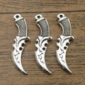 Bulk SALE！15 Sword Charms-50x14mm, Antique Silver Tone,Exquisite Curved Knife Game Product,Double Sided-RS084