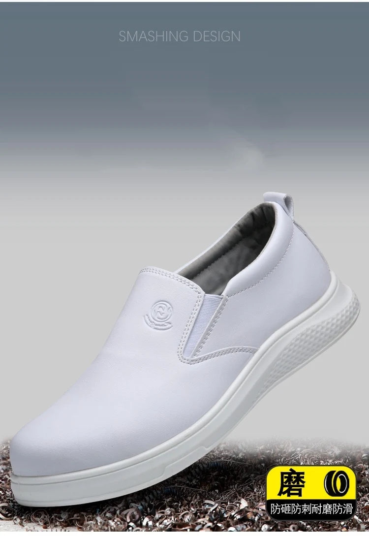 Lightweight and comfortable PU sole, anti-static and breathable white work shoes, anti smashing and anti piercing safety shoes