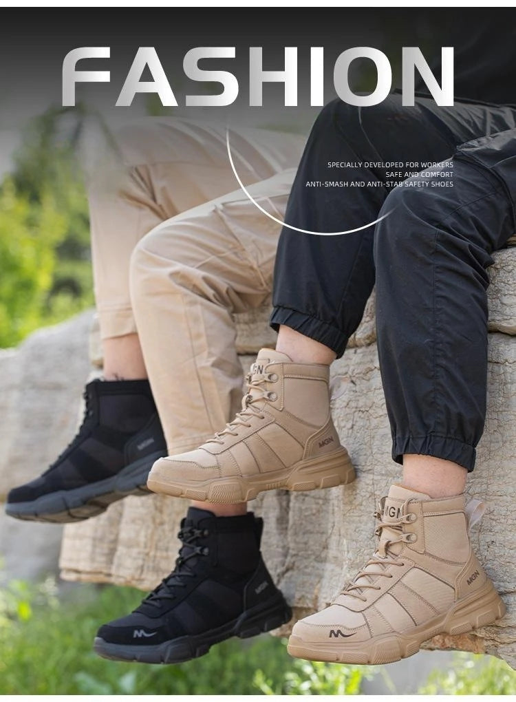 Camouflage Steel Toe Cap Non Slip Industrial Shoes Men and Women Safety Shoes Anti-Scalding Anti-Smash Anti-Puncture Work Boots