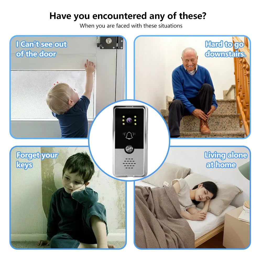 720P Video Doorbell 7‘’ Color Screen Home IntercomHigh-Definition Intelligent Night Vision Electronic Access Control System