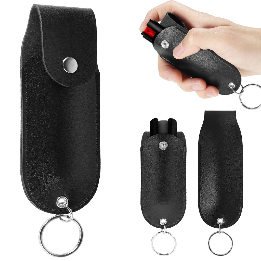 PU Leather Pepper Spray Holster – Flip Top Keychain Pouch, Waterproof