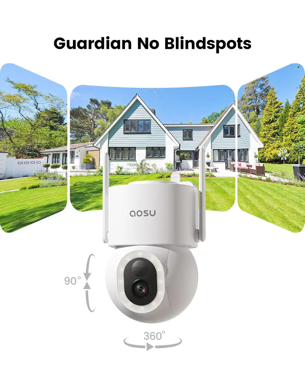 AOSU 5MP 9200mAh PTZ Solar Cameras Wireless Outdoor AI Detection Wifi Security Camera Color Night Vision 2-Way Audio CCTV Camera