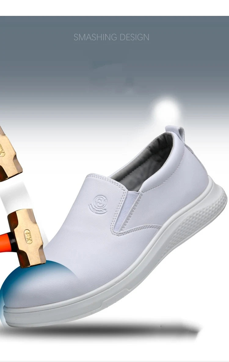 Lightweight and comfortable PU sole, anti-static and breathable white work shoes, anti smashing and anti piercing safety shoes