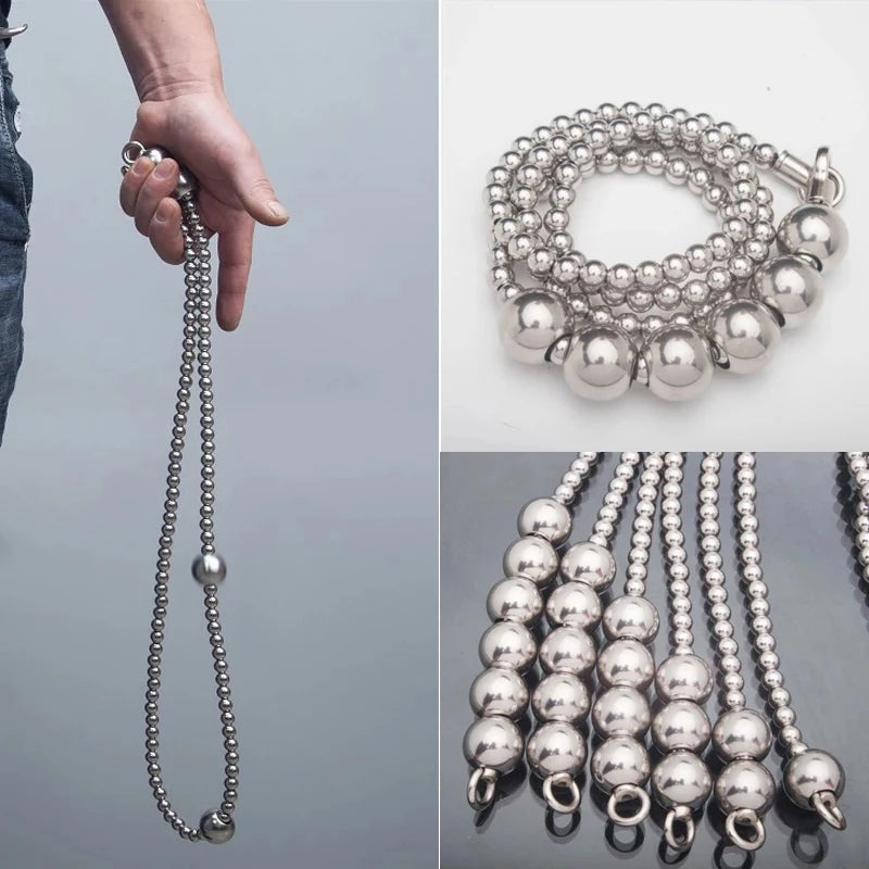 Stainless Steel Ball Self-Defense Bracelet & Whip – EDC Necklace, Car Pendant