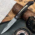 Damascus Folding Knife – Black Walnut Handle