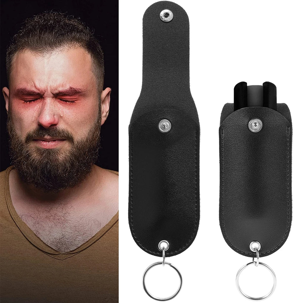 PU Leather Pepper Spray Holster – Flip Top Keychain Pouch, Waterproof