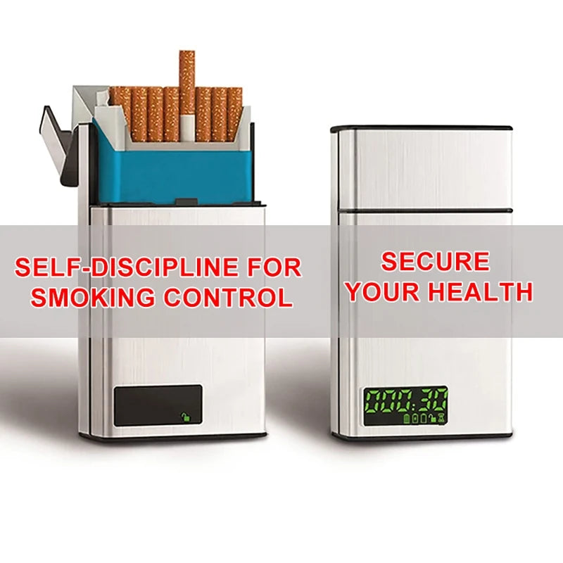 Creativemetaltimelockboxforcigaretteusbself-disciplinesmarttobaccocasewithleddis...
