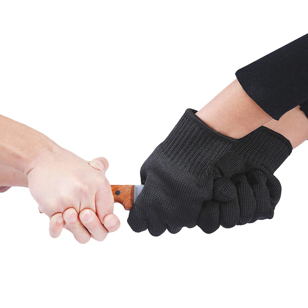 1pairblacksteelwiremetalmeshglovessafetyanticuttingwearresistantkitchenbutcherwo...