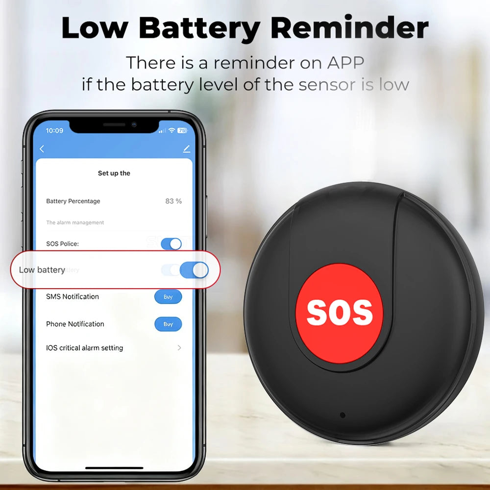 Wifisosbuttononekeyemergencywirelesssecurityalarmpanicdeviceforelderlykidshomesa...