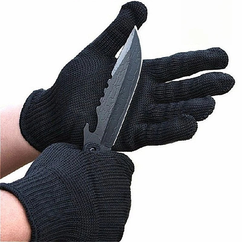 1pairanticuttinggloveswearresistantworkglovesblackselfdefenseglovessteelwiremeta...