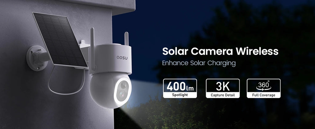 AOSU 5MP 9200mAh PTZ Solar Cameras Wireless Outdoor AI Detection Wifi Security Camera Color Night Vision 2-Way Audio CCTV Camera