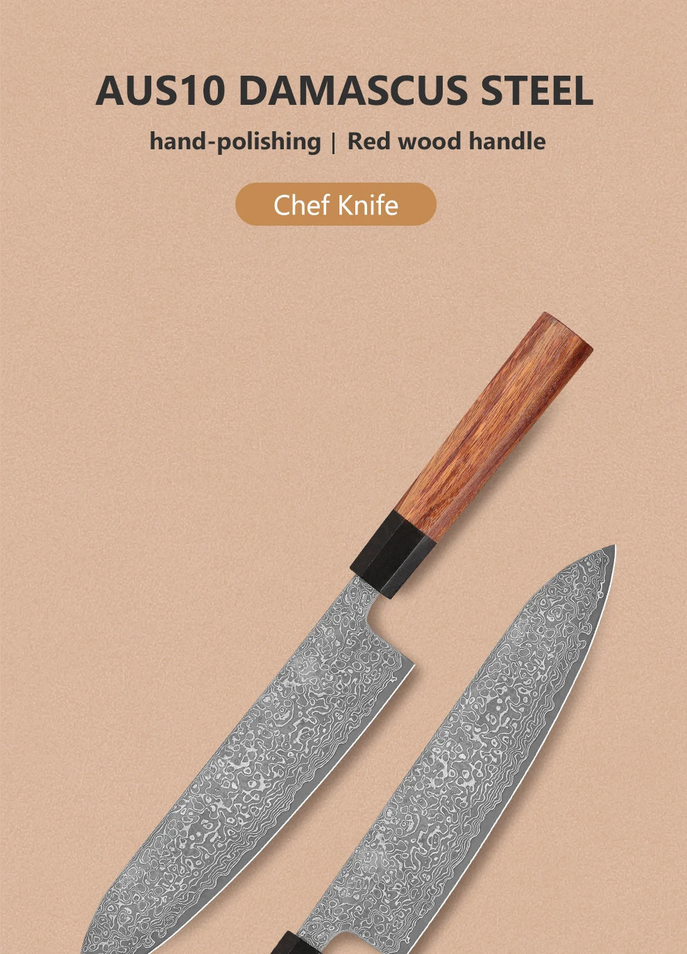 Japanese Chef Knife 8 inch Hand Forged Damascus Steel Kitchen Knives Vegetable Meat Sashimi kitchen chef Rosewood Handle