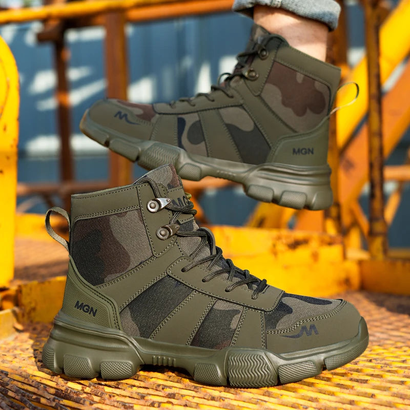 Camouflage Steel Toe Cap Non Slip Industrial Shoes Men and Women Safety Shoes Anti-Scalding Anti-Smash Anti-Puncture Work Boots